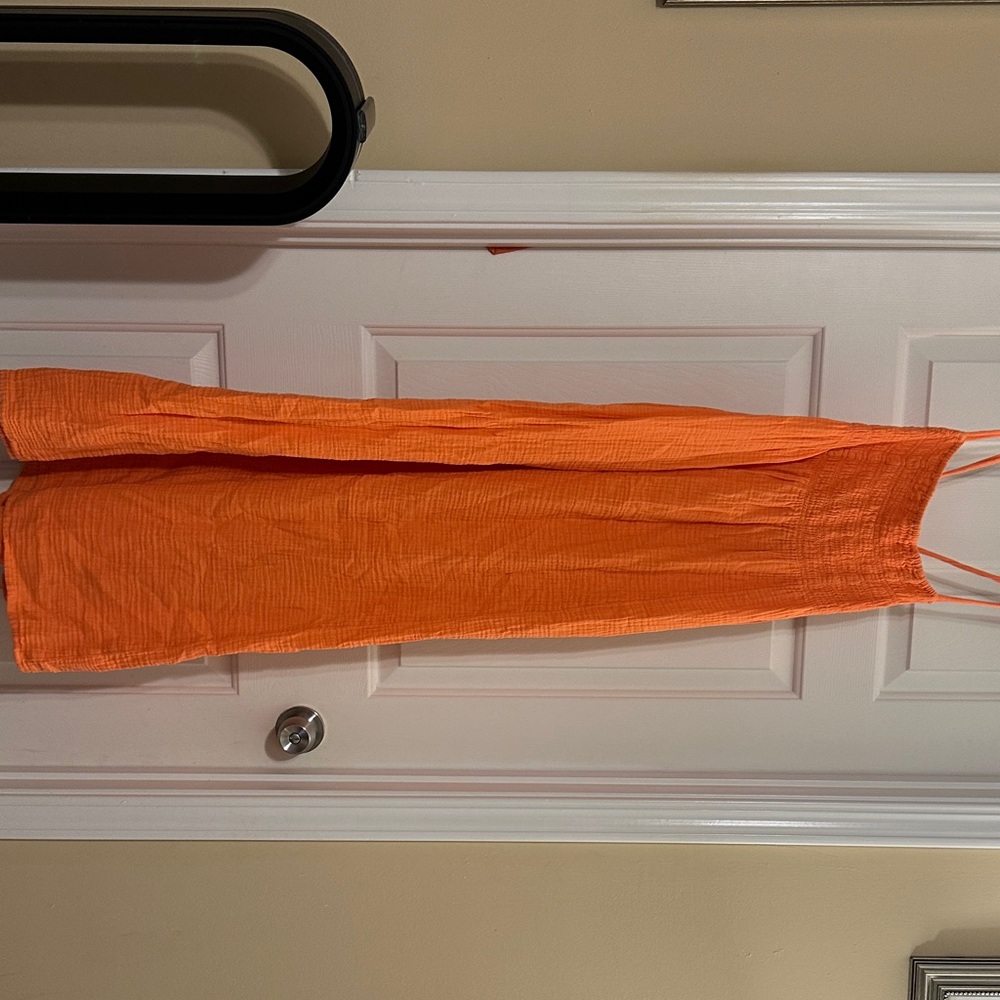 Vibrant Orange Gauze Maxi Dress
